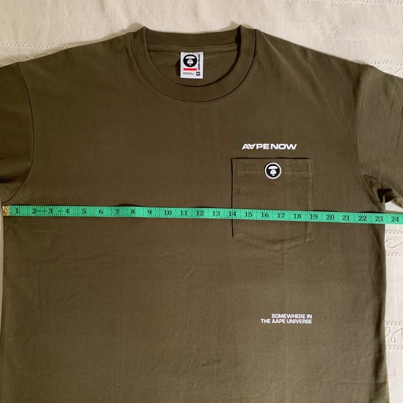 AAPE A Bathing Ape Tee T Shirt Mens M Olive Streetwear Logo Graphic Minimalist - Picture 9 of 13